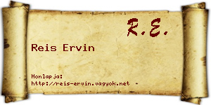 Reis Ervin névjegykártya